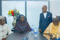 L-R Ambassador Lawal Kazaure, Dr. Amina Salihu of MacArthur Foundation Africa, IPI Nigeria Deputy President, Fidelis Mbah and Mallam Garba Shehu at the Commissioning of IPI Nigeria Pr